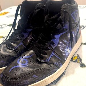 Black and Purple High-Top Men's Shoes
